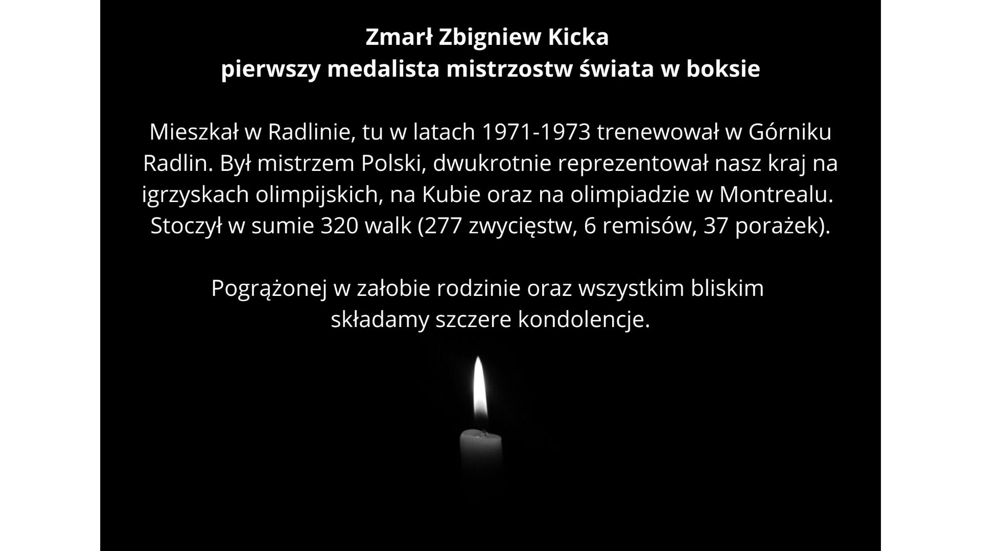 Zmarł Zbigniew Kicka, medalista mistrzostw świata w boksie