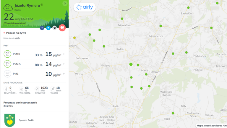 Nowy widget jakości powietrza Airly